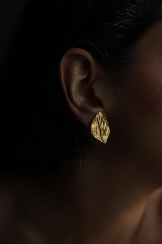 Matte Gold Leaf Clip-On Earrings