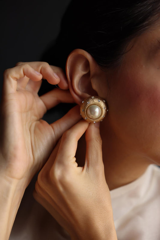Christian Dior Clip-On Earrings - Gold Tone, Signed|Vintage Baazaar 