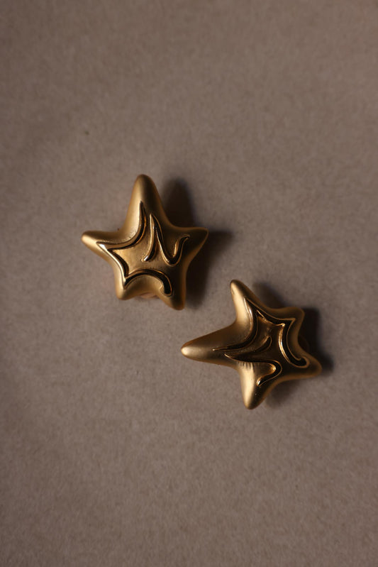 Matte Gold Star Clip-On Earrings|Vintage Baazaar 