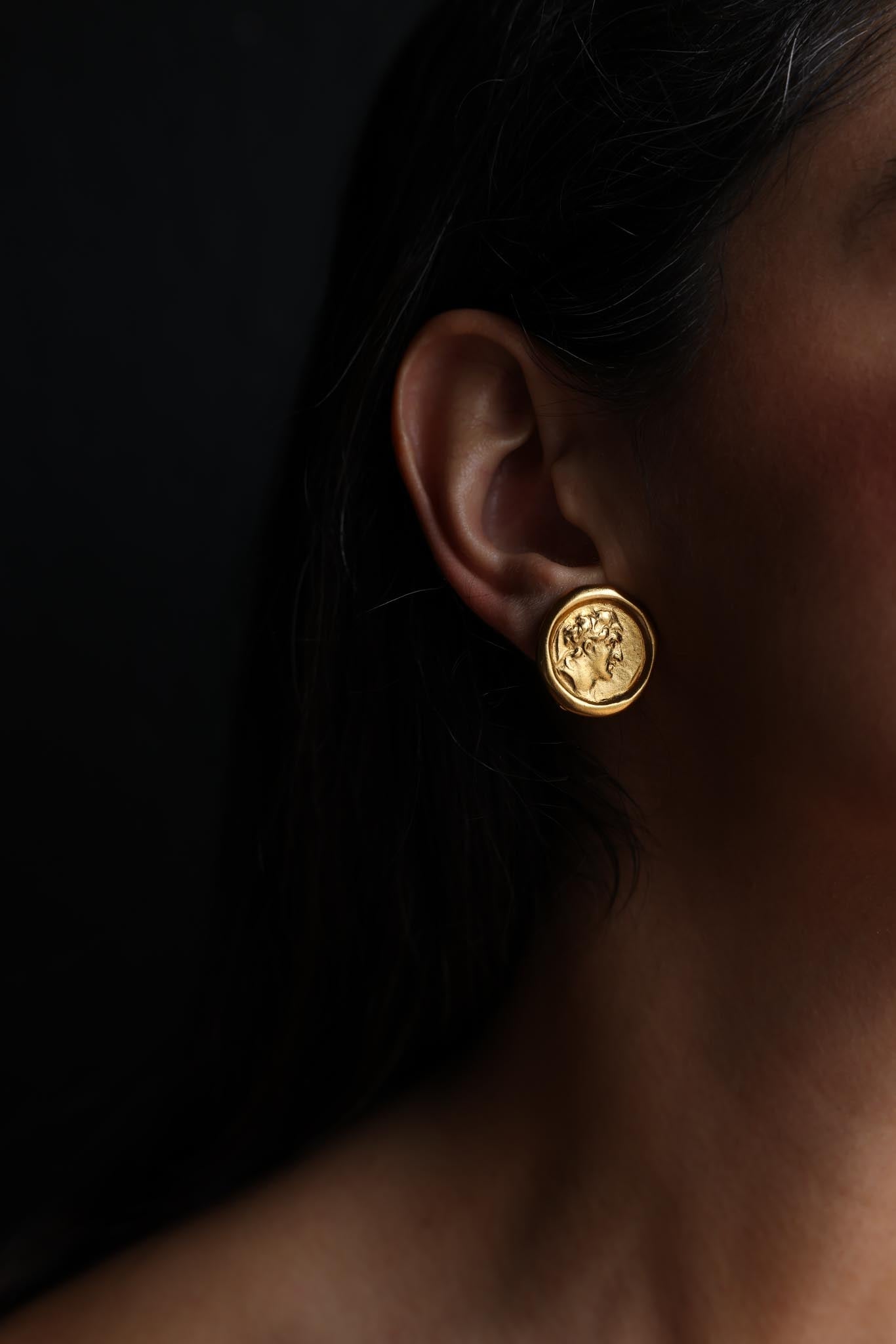 Carolee Gold-Toned Coin Clip-On Earrings|Vintage Baazaar 