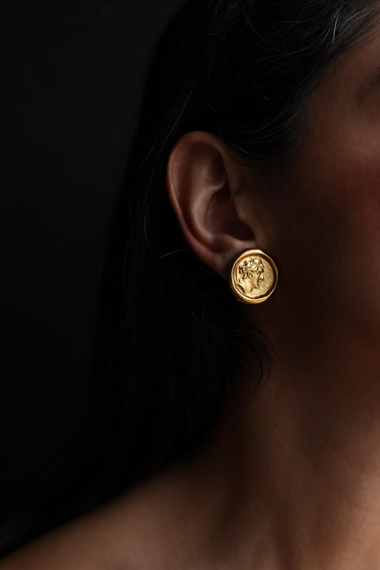 Carolee Gold-Toned Coin Clip-On Earrings|Vintage Baazaar 