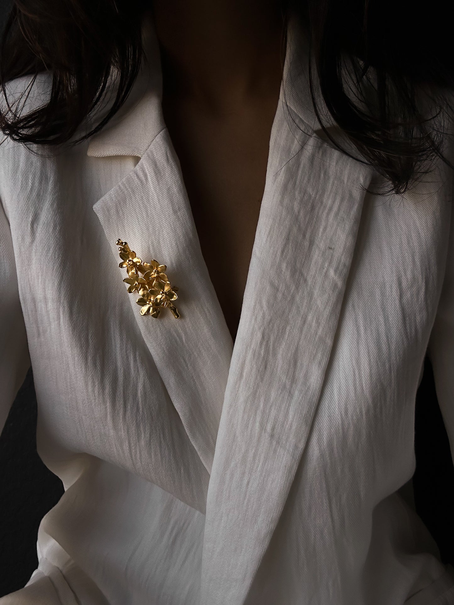 Golden Blossom Branch Brooch|Vintage Baazaar 