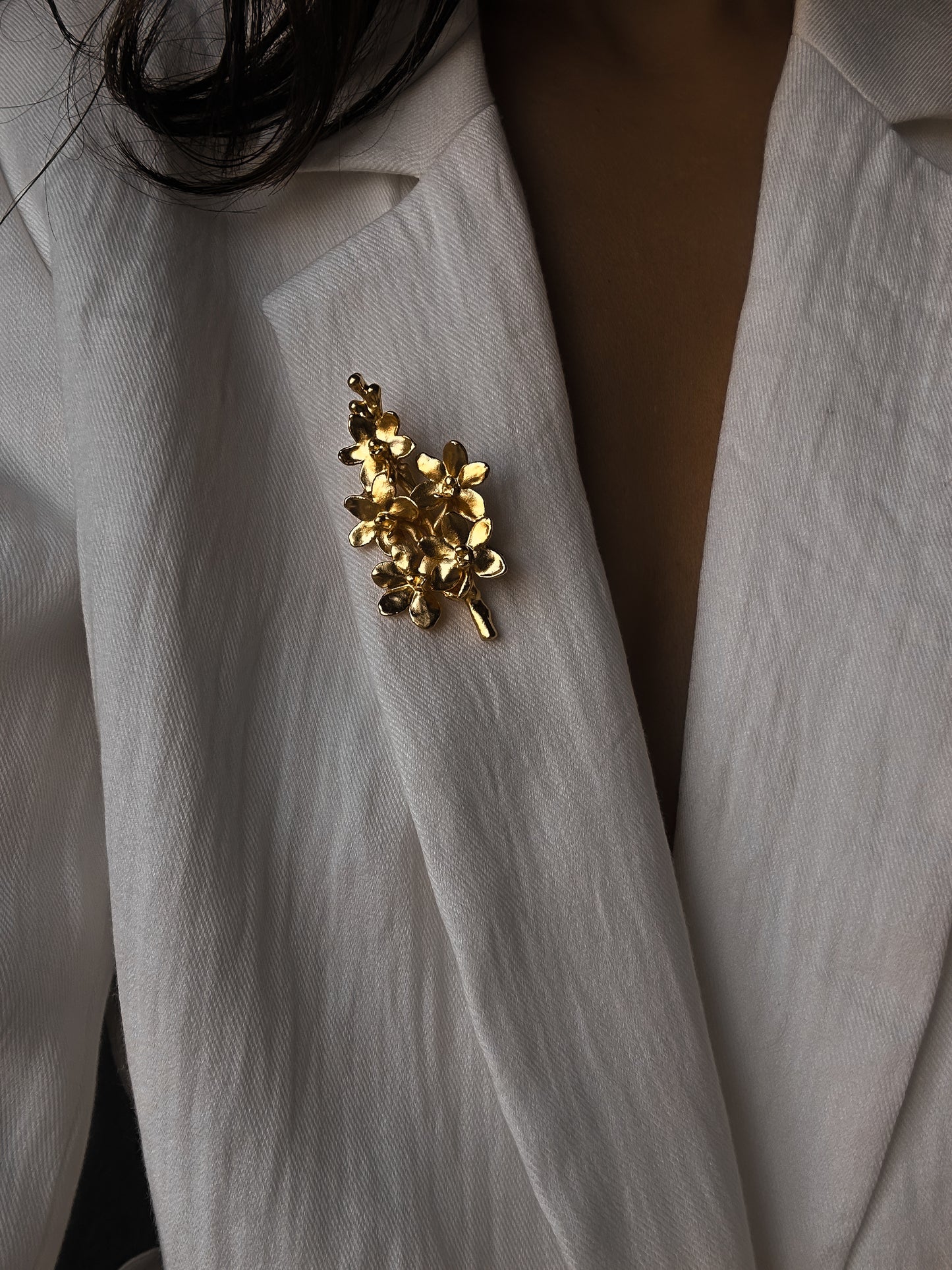 Golden Blossom Branch Brooch|Vintage Baazaar 
