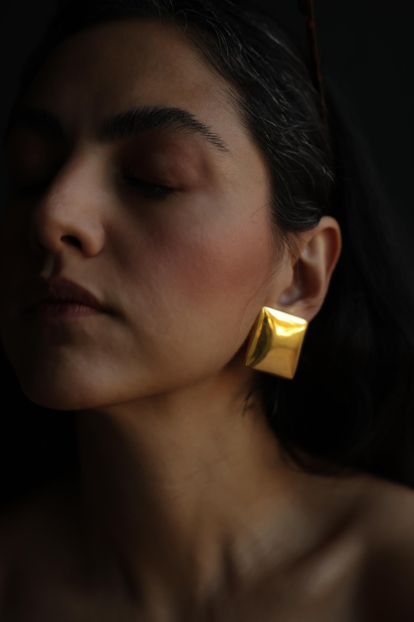 Gold-Tone Square Clip-On Earrings