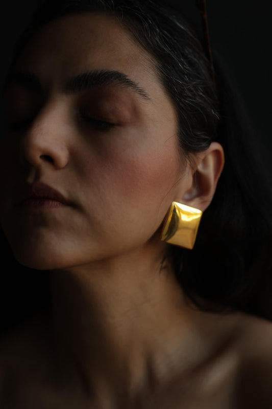 Gold-Tone Square Clip-On Earrings