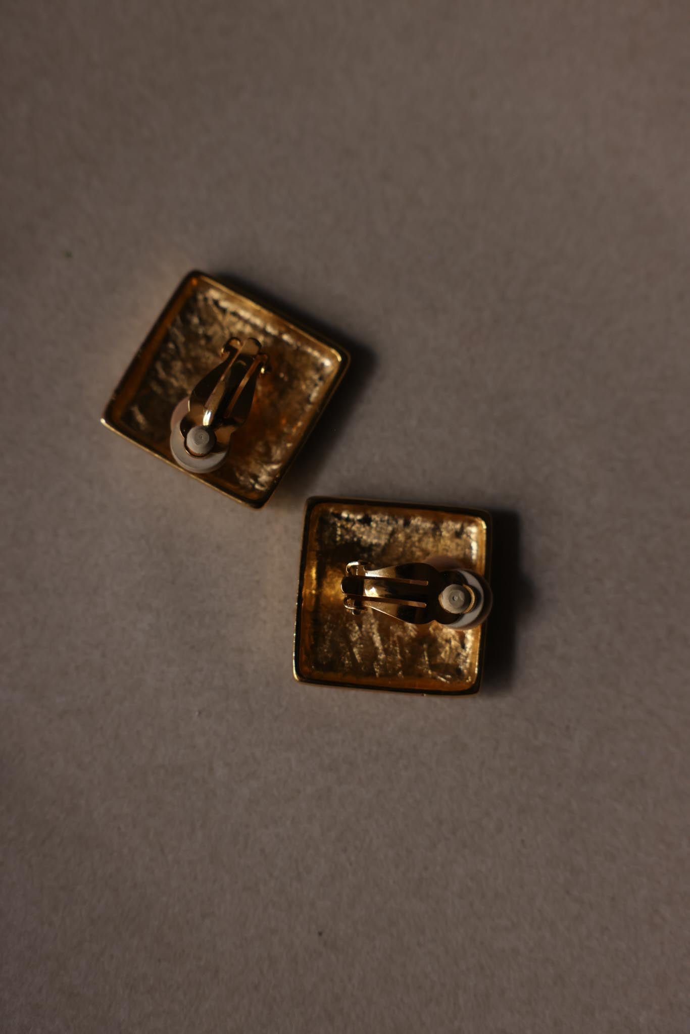 Gold-Tone Square Clip-On Earrings