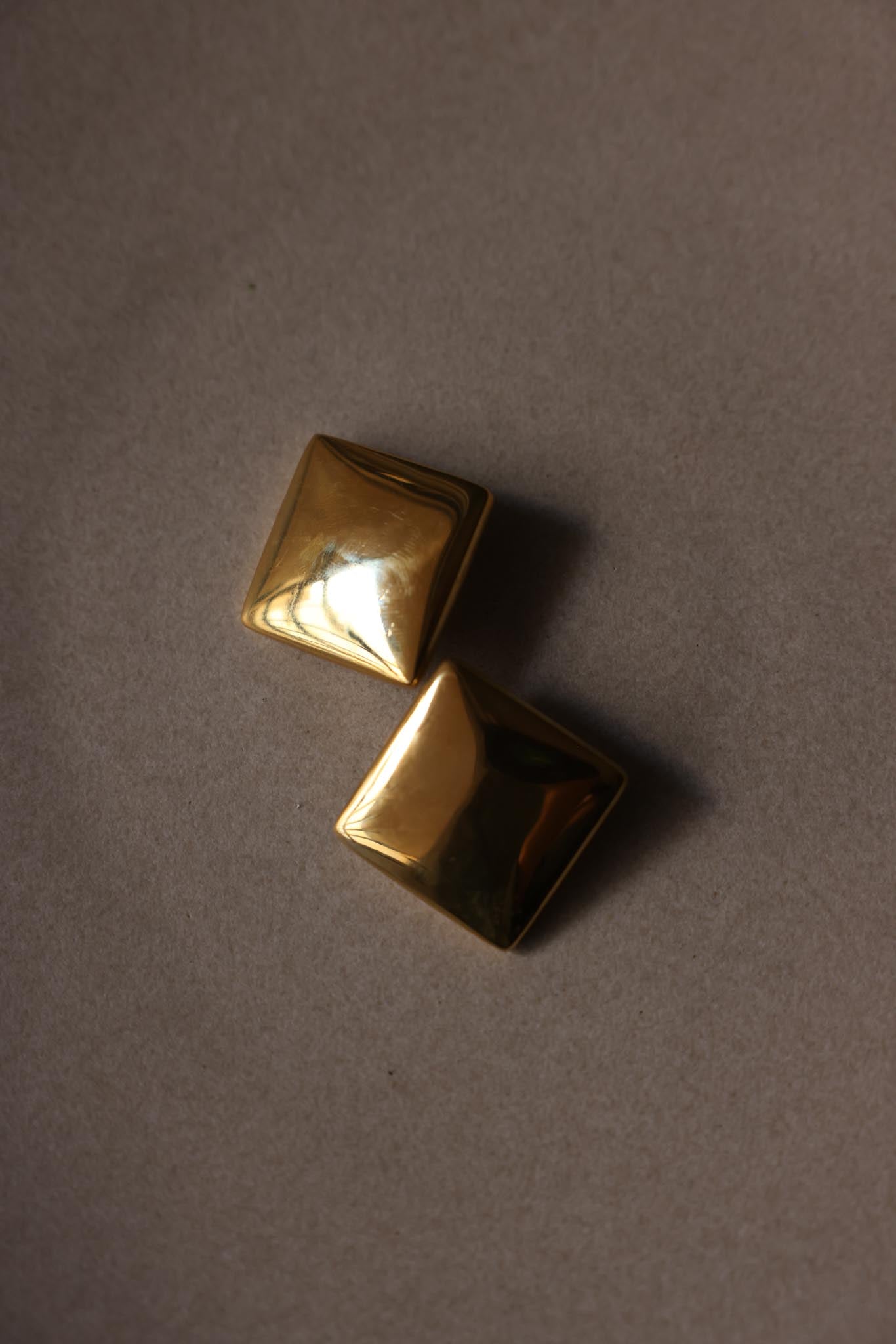 Gold-Tone Square Clip-On Earrings