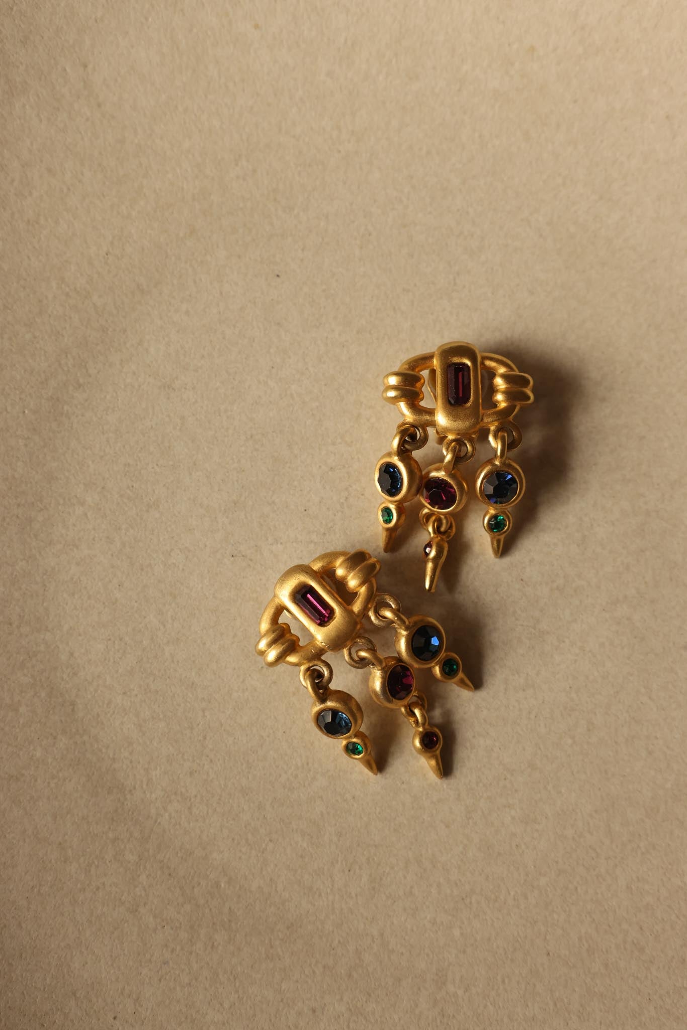Brushed Gold Chandelier Clip-On Earrings|Vintage Baazaar 