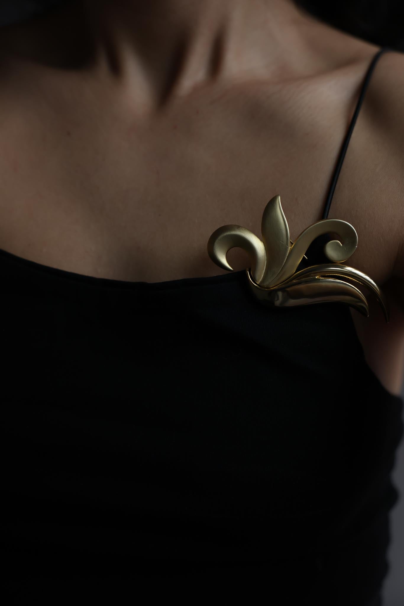 Sculptural Two-Tone Gold Brooch
