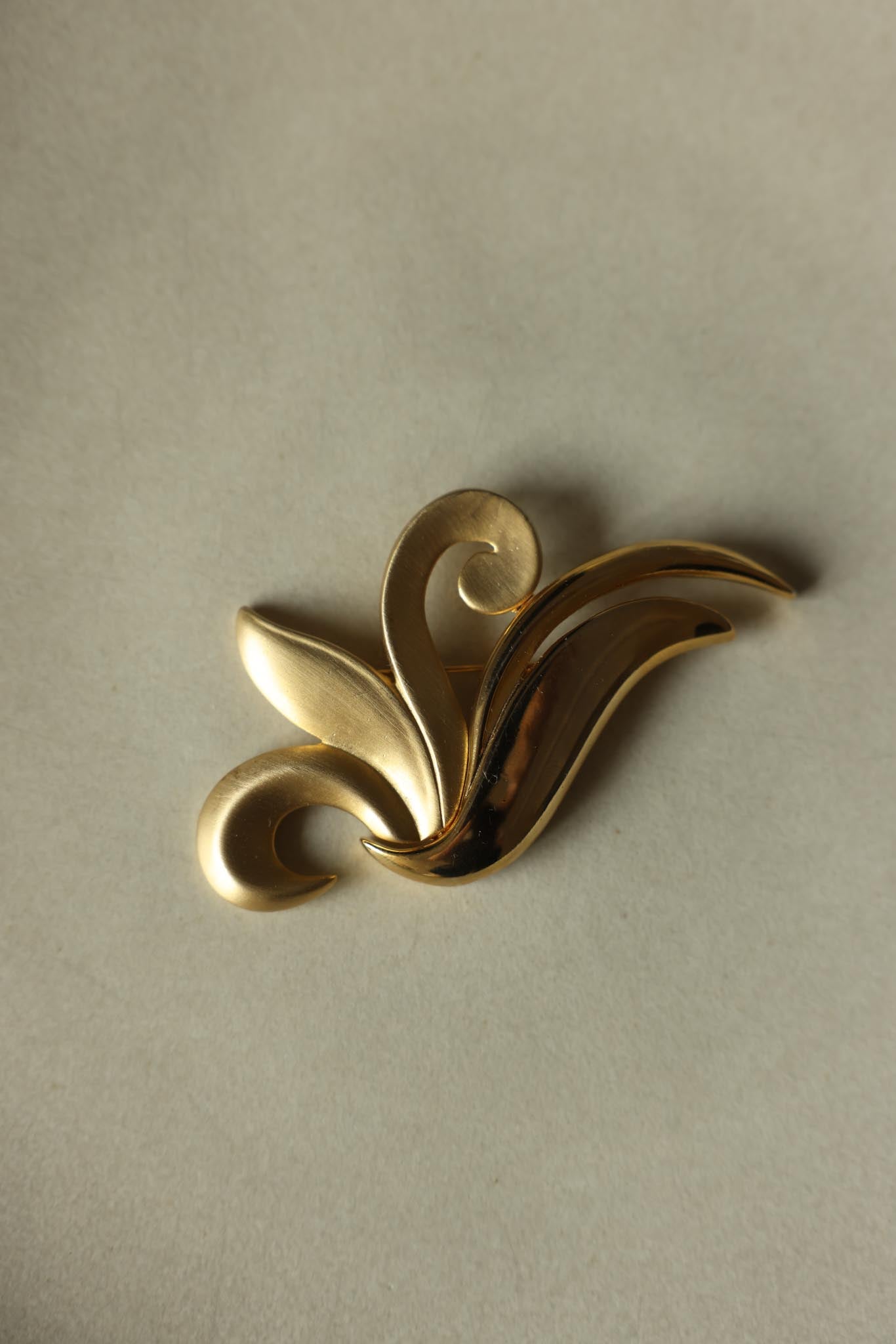 Sculptural Two-Tone Gold Brooch