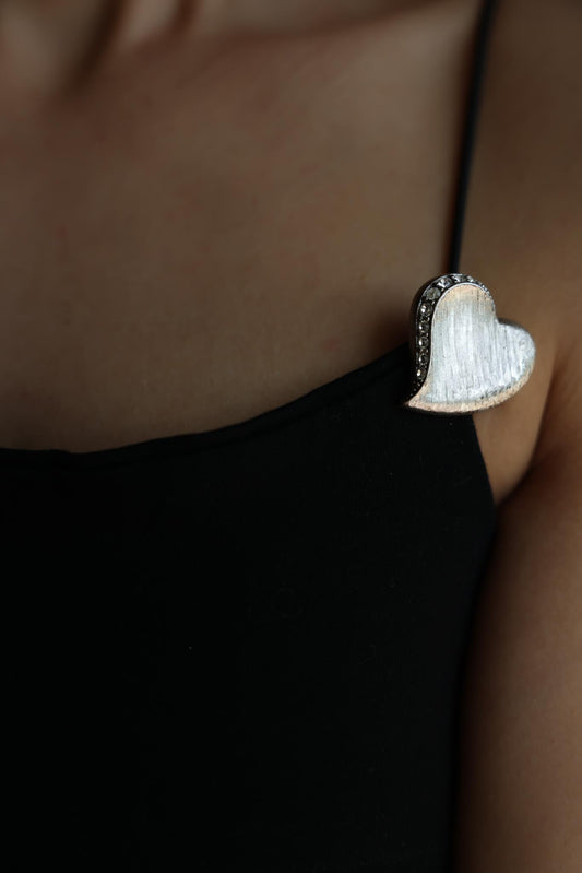 Silvertone Heart Brooch