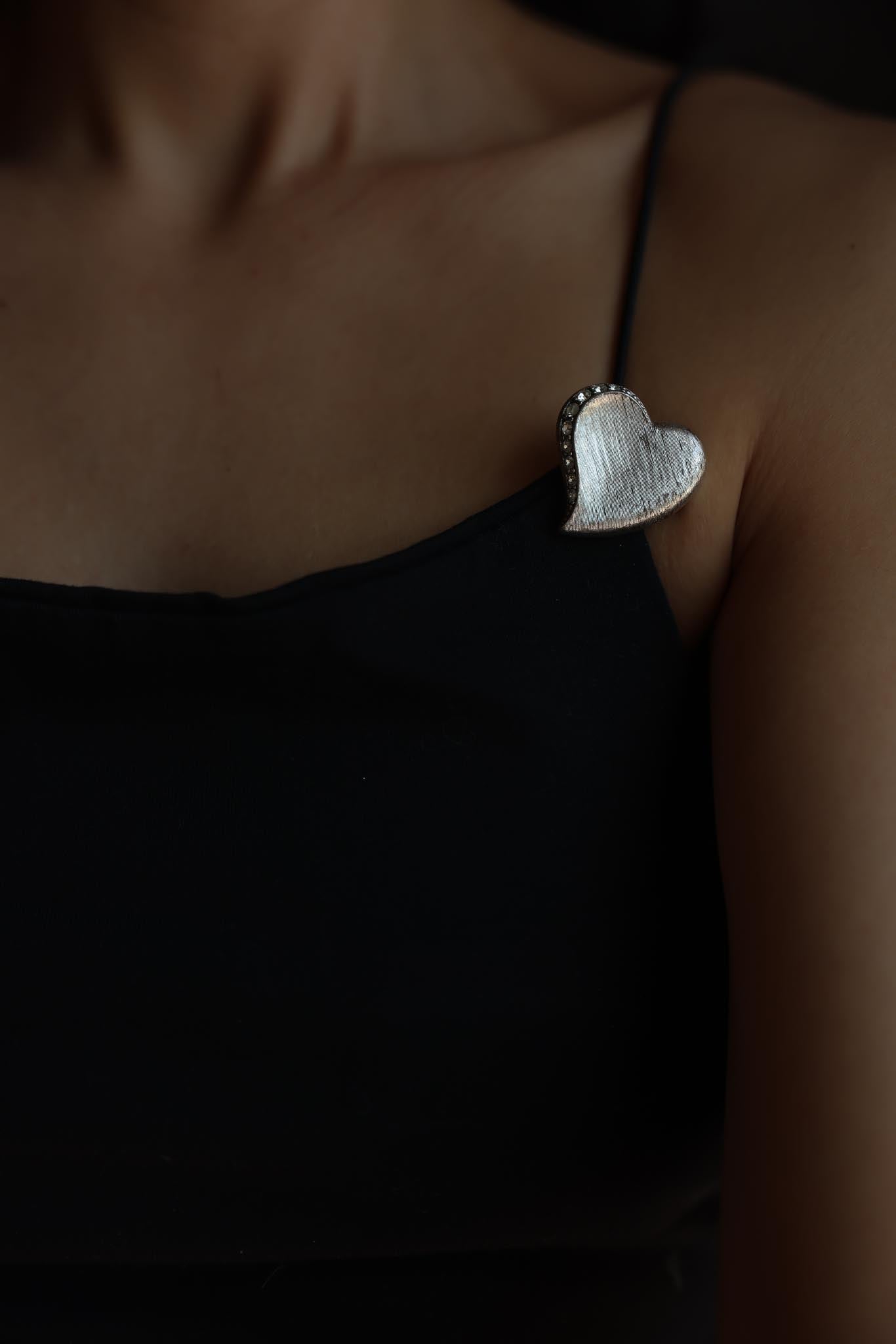 Silvertone Heart Brooch