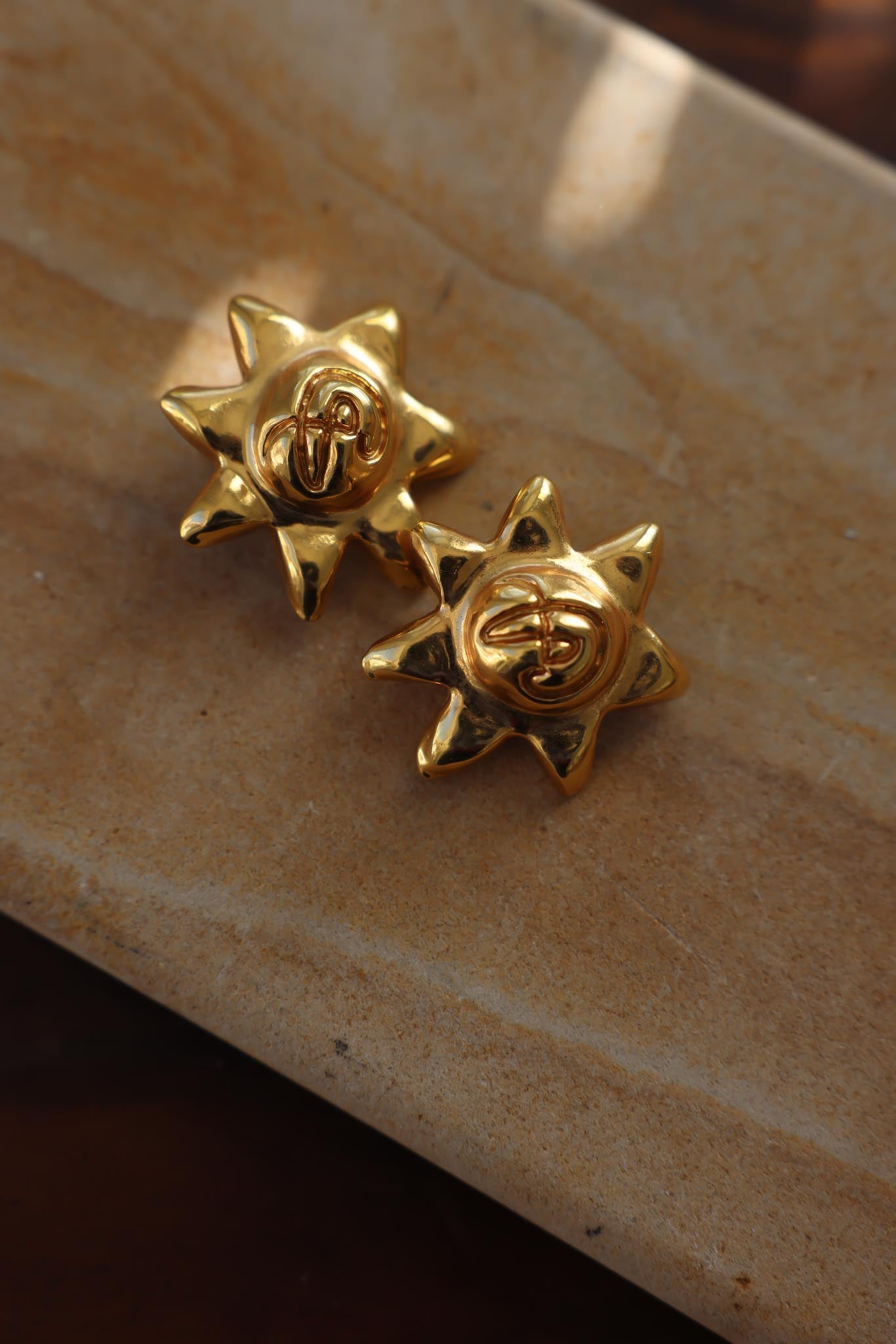 Christian Lacroix Runway Gold Tone Earrings|Vintage Baazaar 
