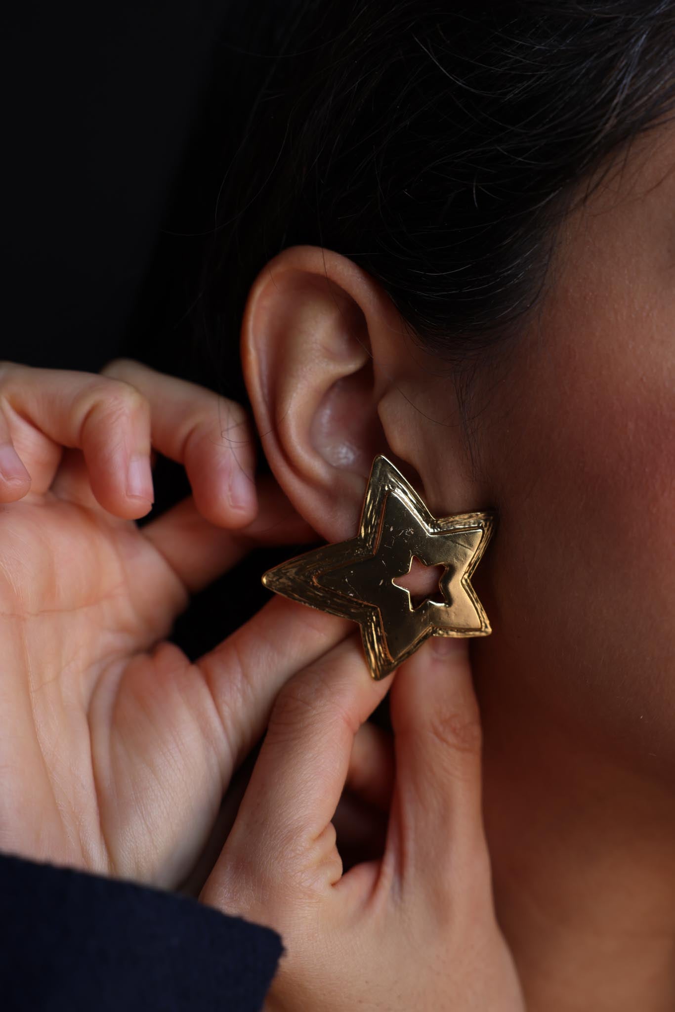 Golden Star Clip-On Earrings|Vintage Baazaar 