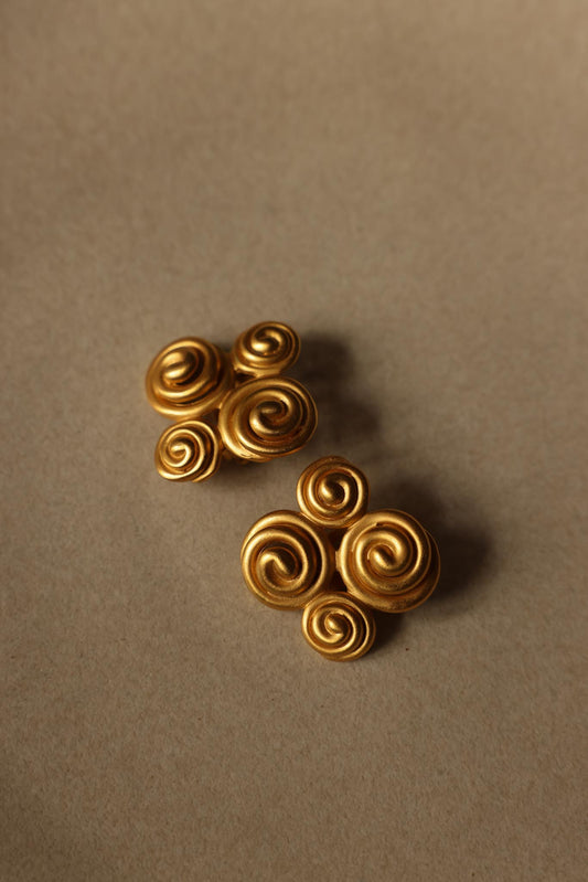 Gold-Filled Swirl Clip-On Earrings - 1980s|Vintage Baazaar 