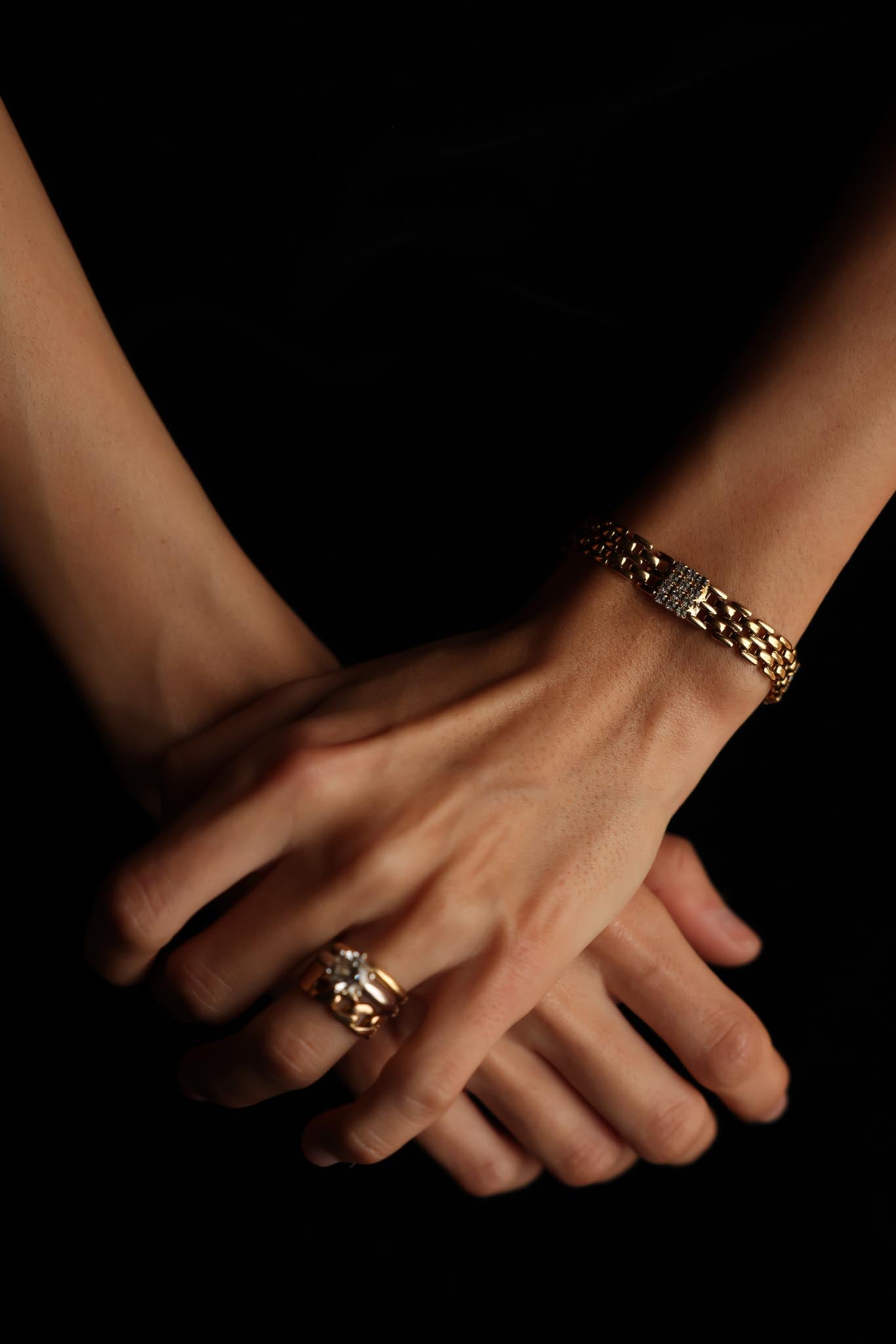 Gold-Toned Rhinestone Bracelet|Vintage Baazaar 