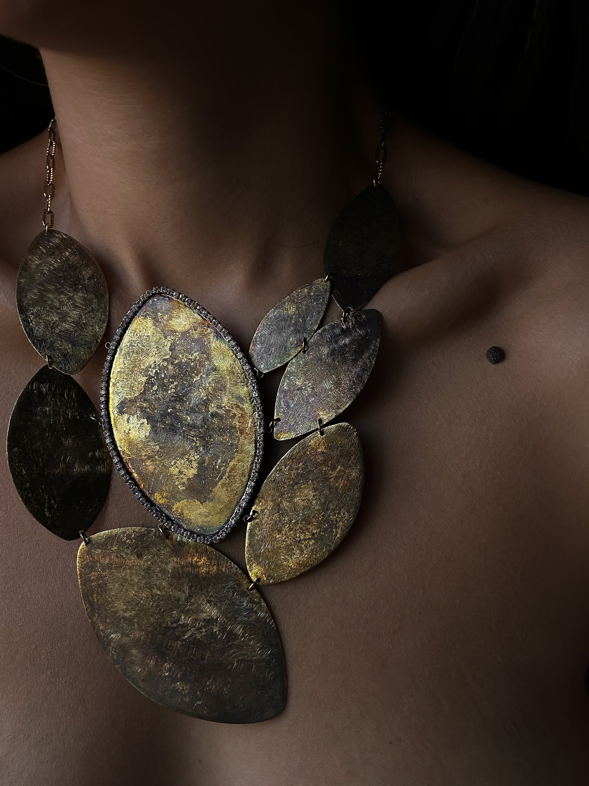 Brass Mirage Statement Necklace|Vintage Baazaar 