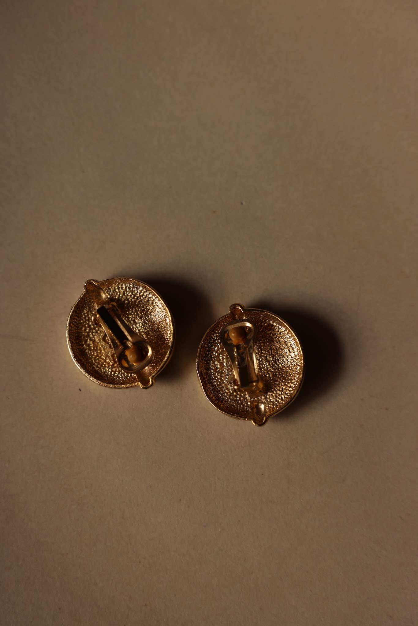 Matte Gold Rhinestone Clip-On Earrings