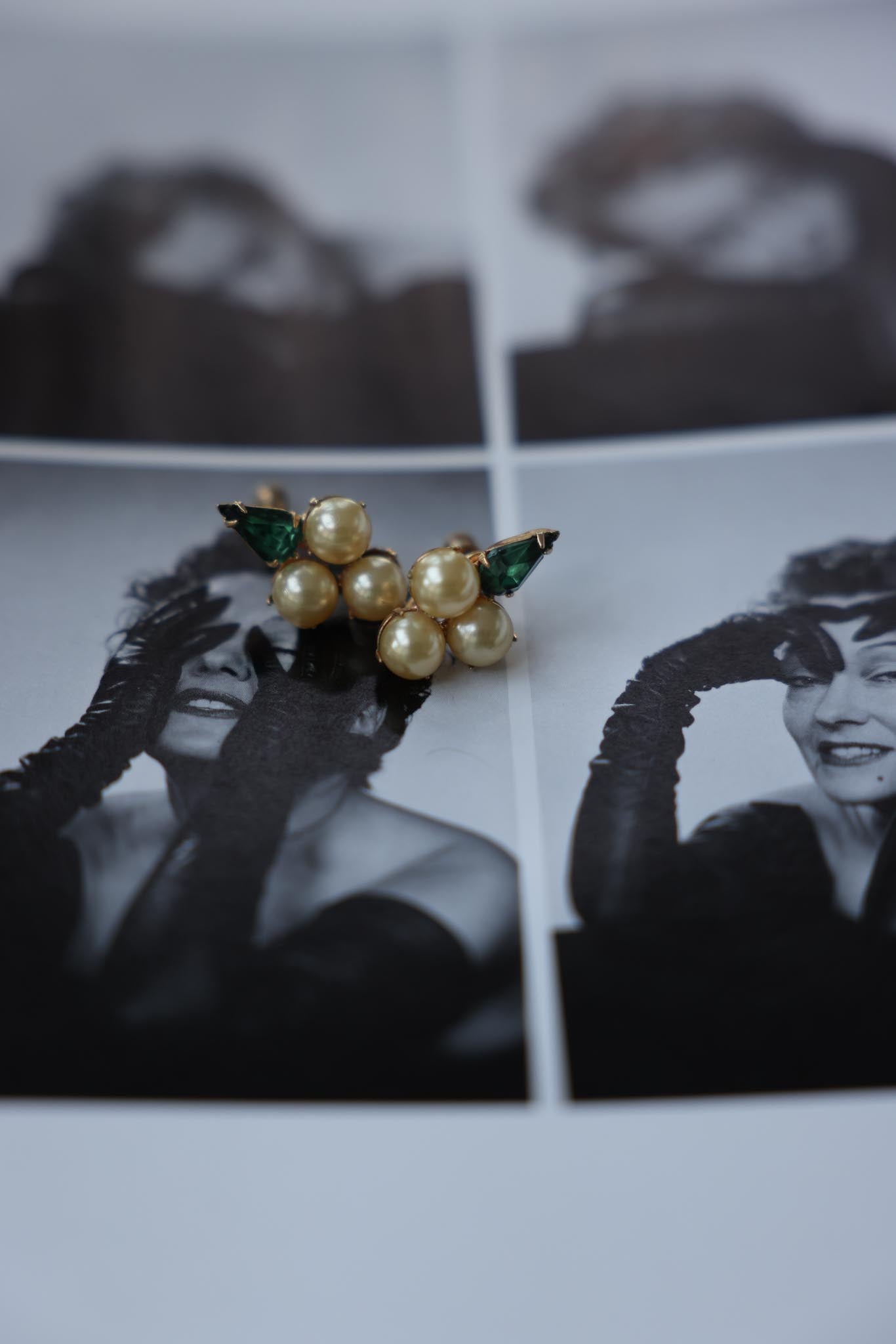 Emerald Bloom Pearl Earrings|Vintage Baazaar 