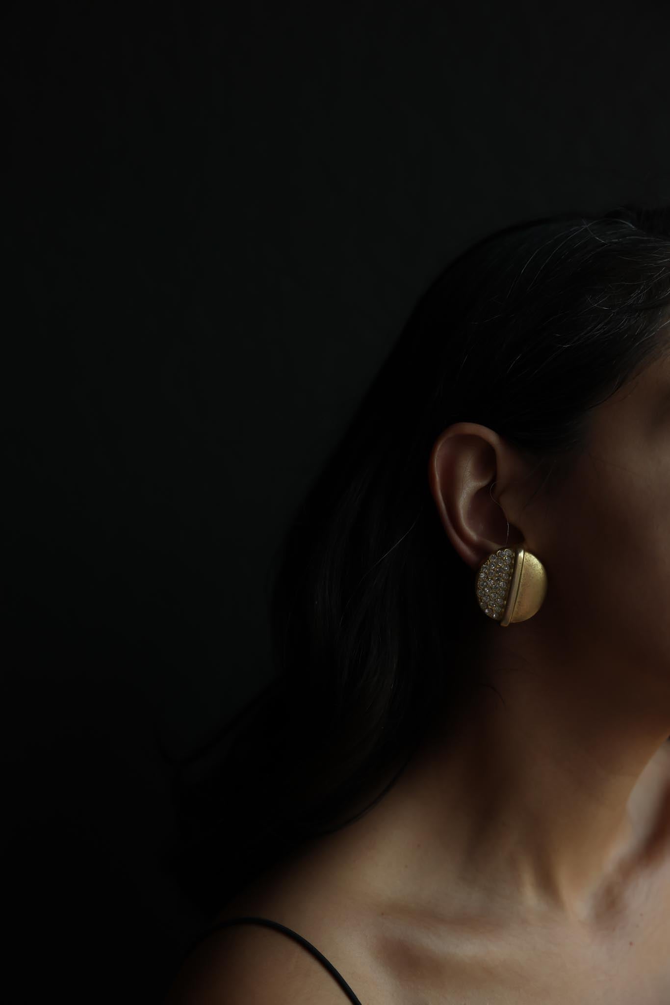 Matte Gold Rhinestone Clip-On Earrings