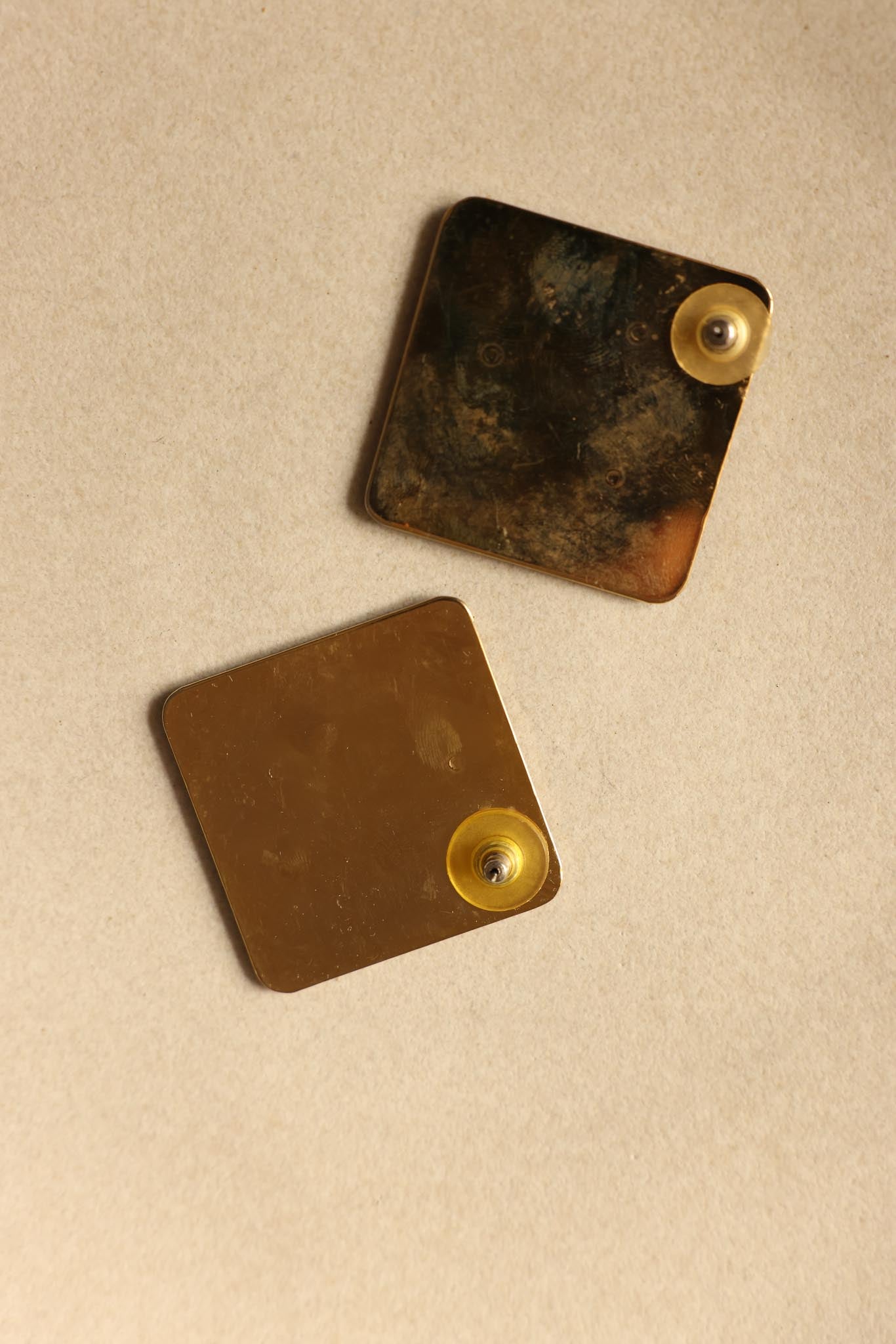 Black and Green Geometric Pierced Earrings|Vintage Baazaar 