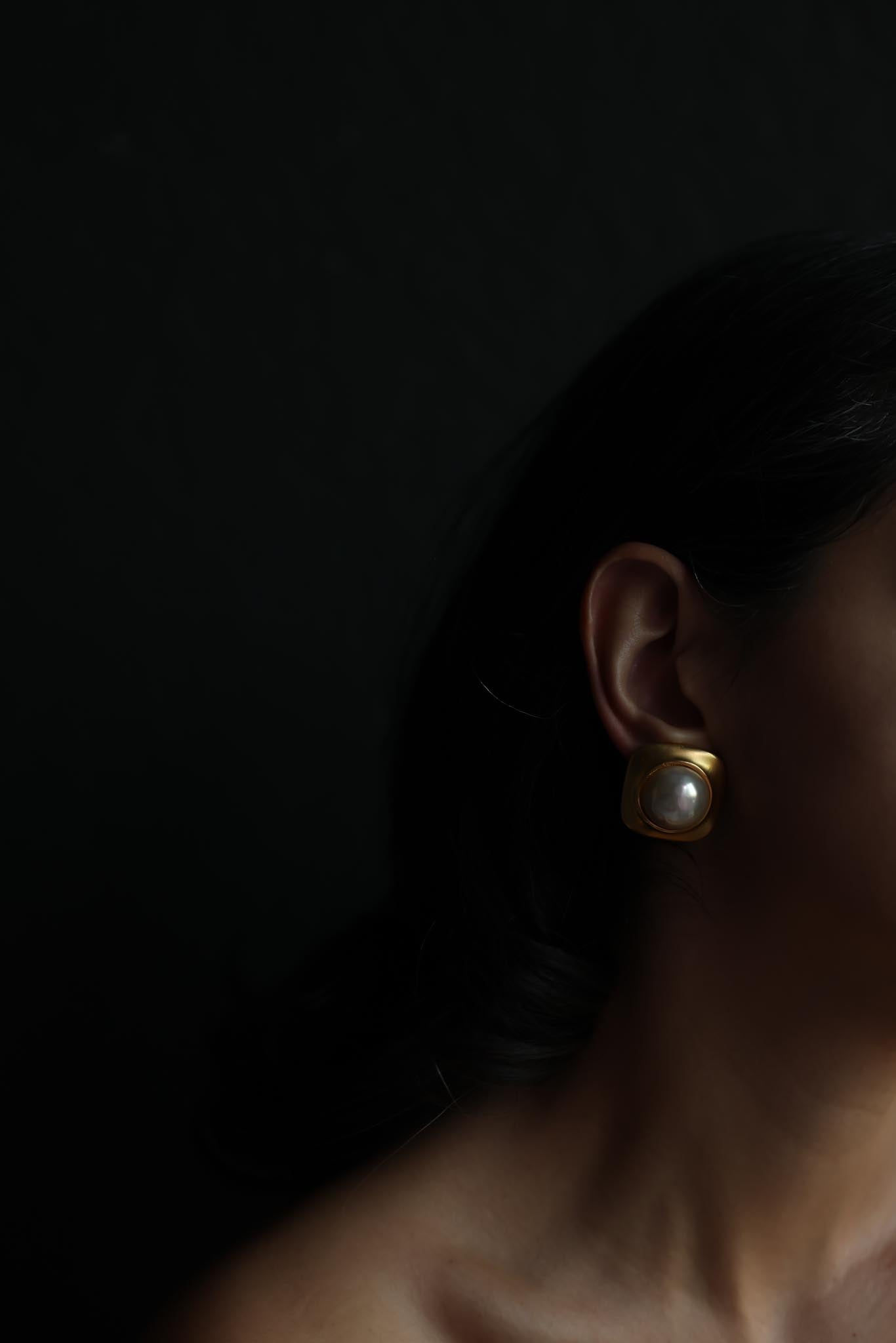 Matte Gold Faux Pearl Clip-On Earrings