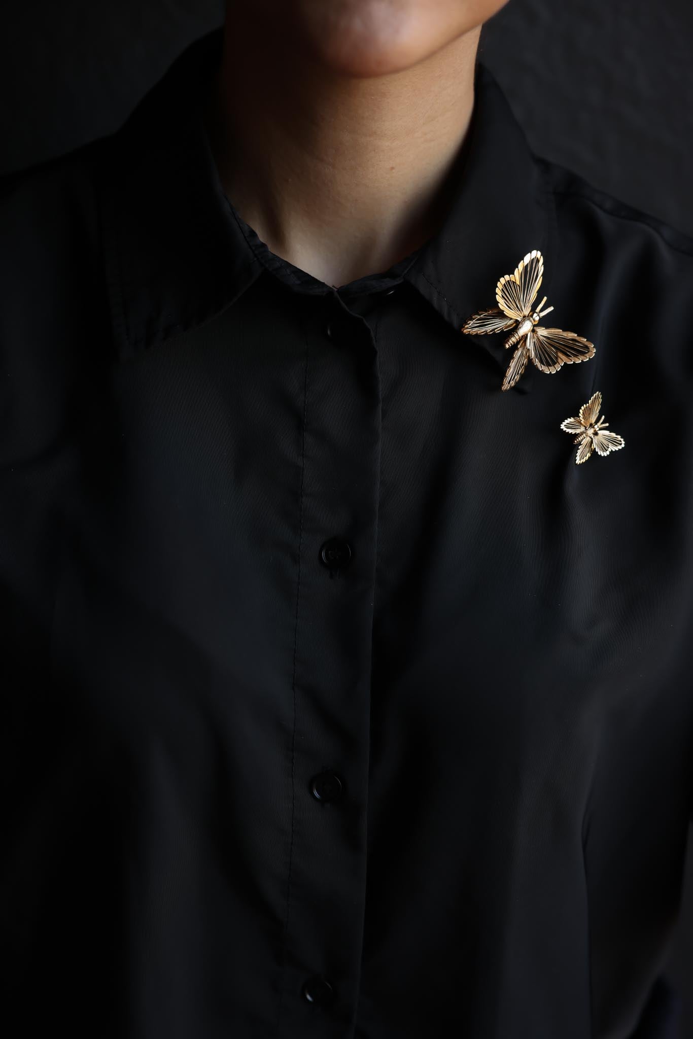 Monet Butterfly Brooch Set Gold Tone