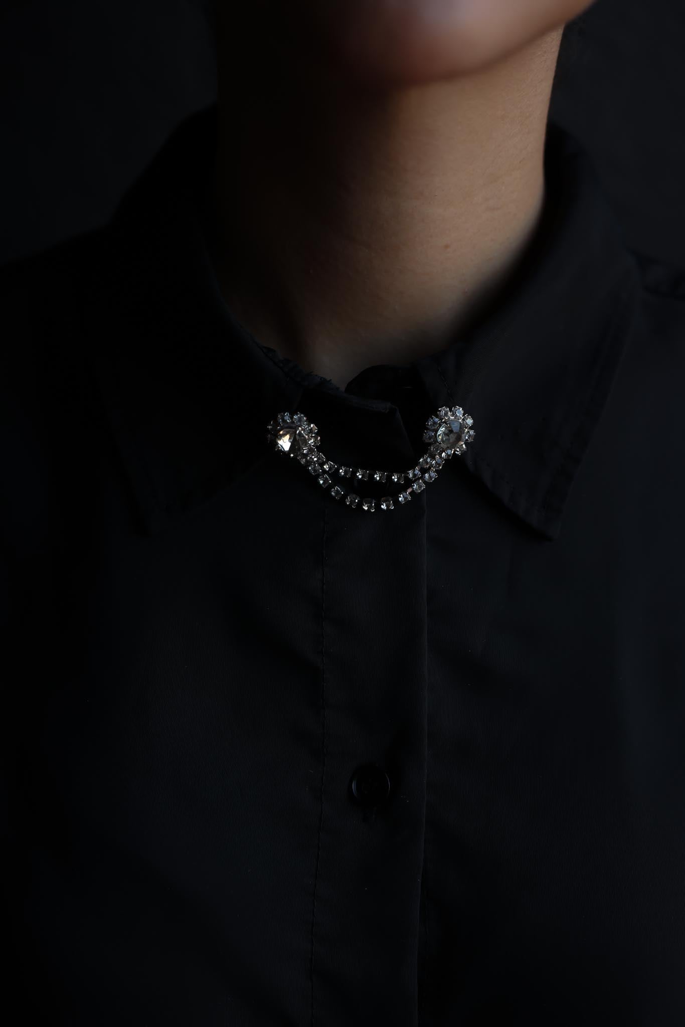 Rhinestone Double Chain Dress Clip|Vintage Baazaar 