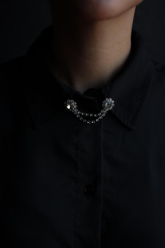 Rhinestone Double Chain Dress Clip|Vintage Baazaar 