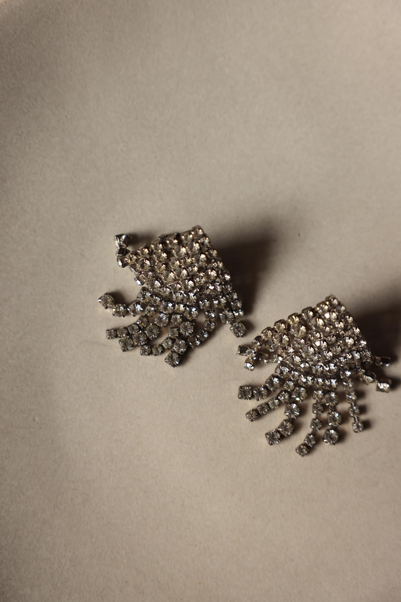 Rhinestone Fringe Clip-On Earrings