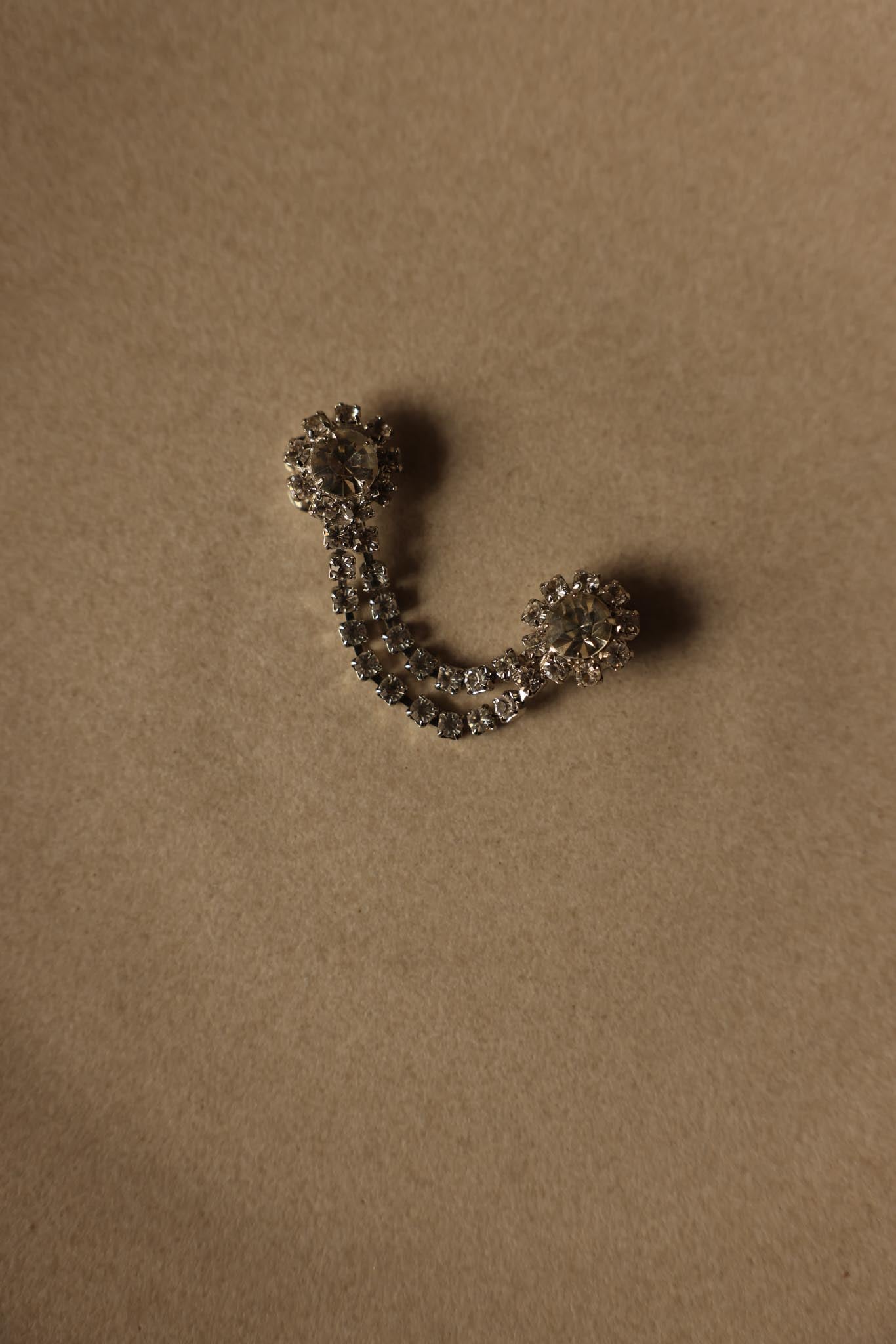 Rhinestone Double Chain Dress Clip|Vintage Baazaar 
