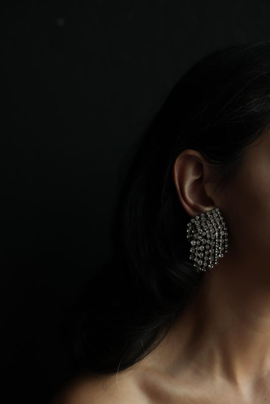 Rhinestone Fringe Clip-On Earrings