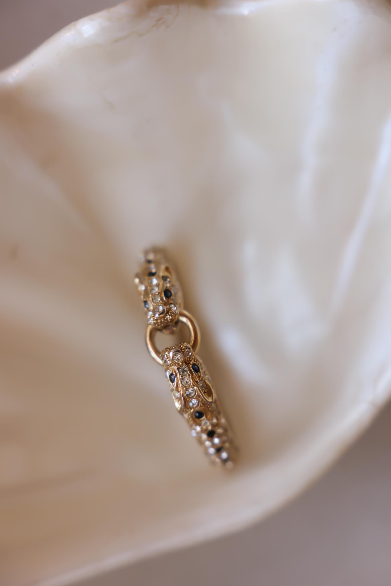 Panther Head Hinged Bracelet with Rhinestones|Vintage Baazaar 