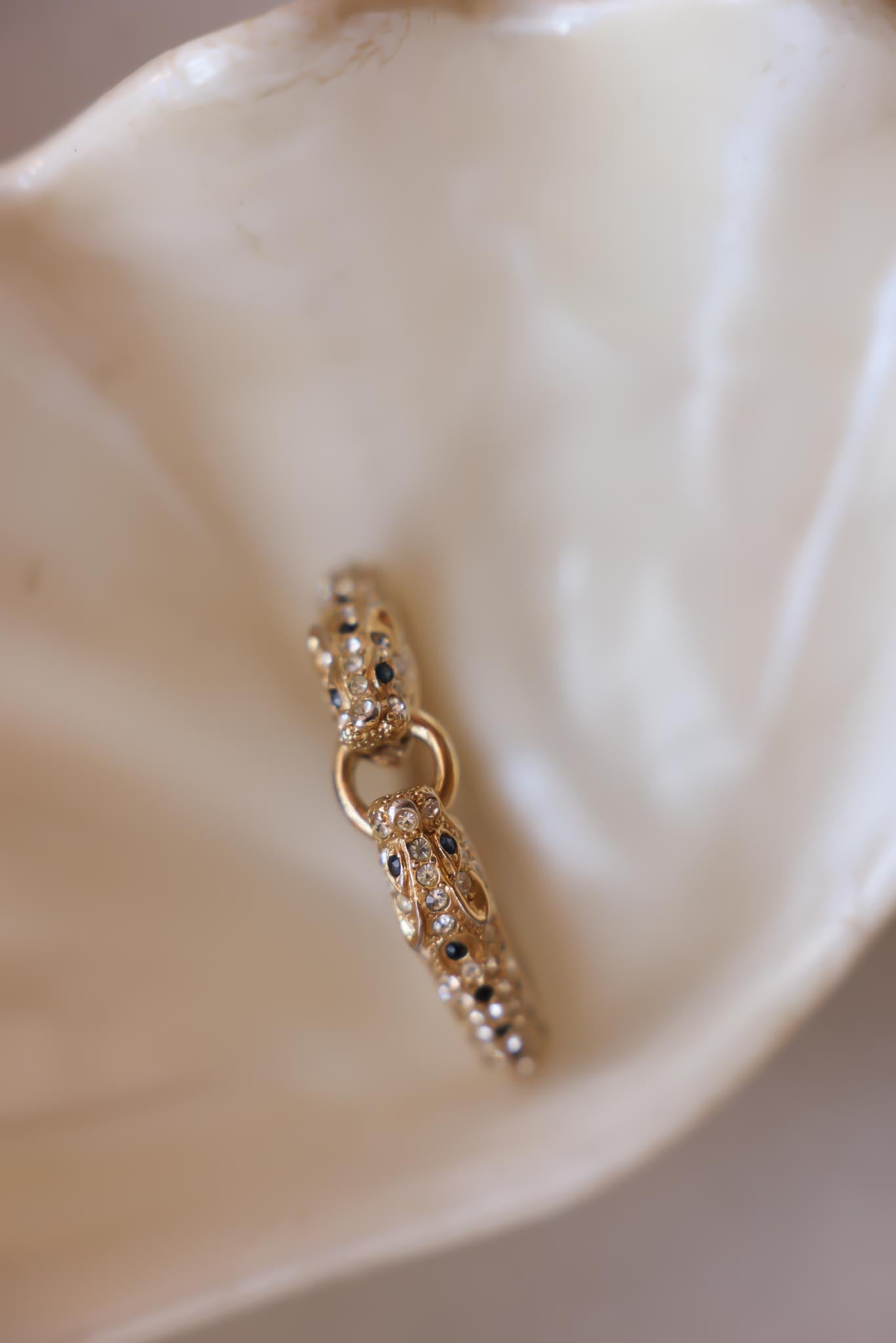 Panther Head Hinged Bracelet with Rhinestones|Vintage Baazaar 