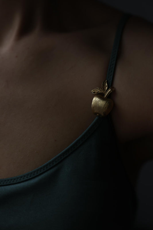 Gold Tone Apple Brooch