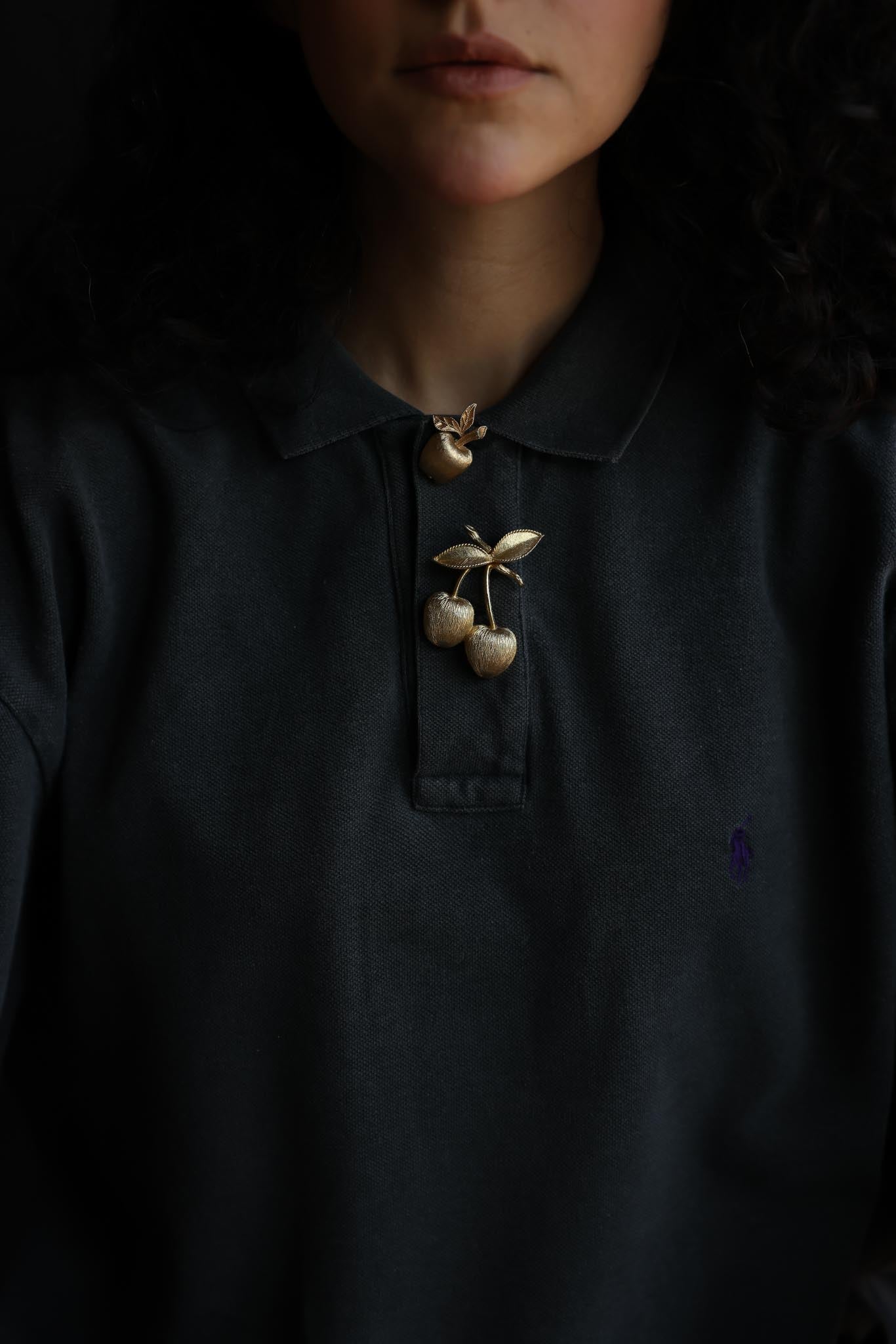 Gold Tone Apple Brooch