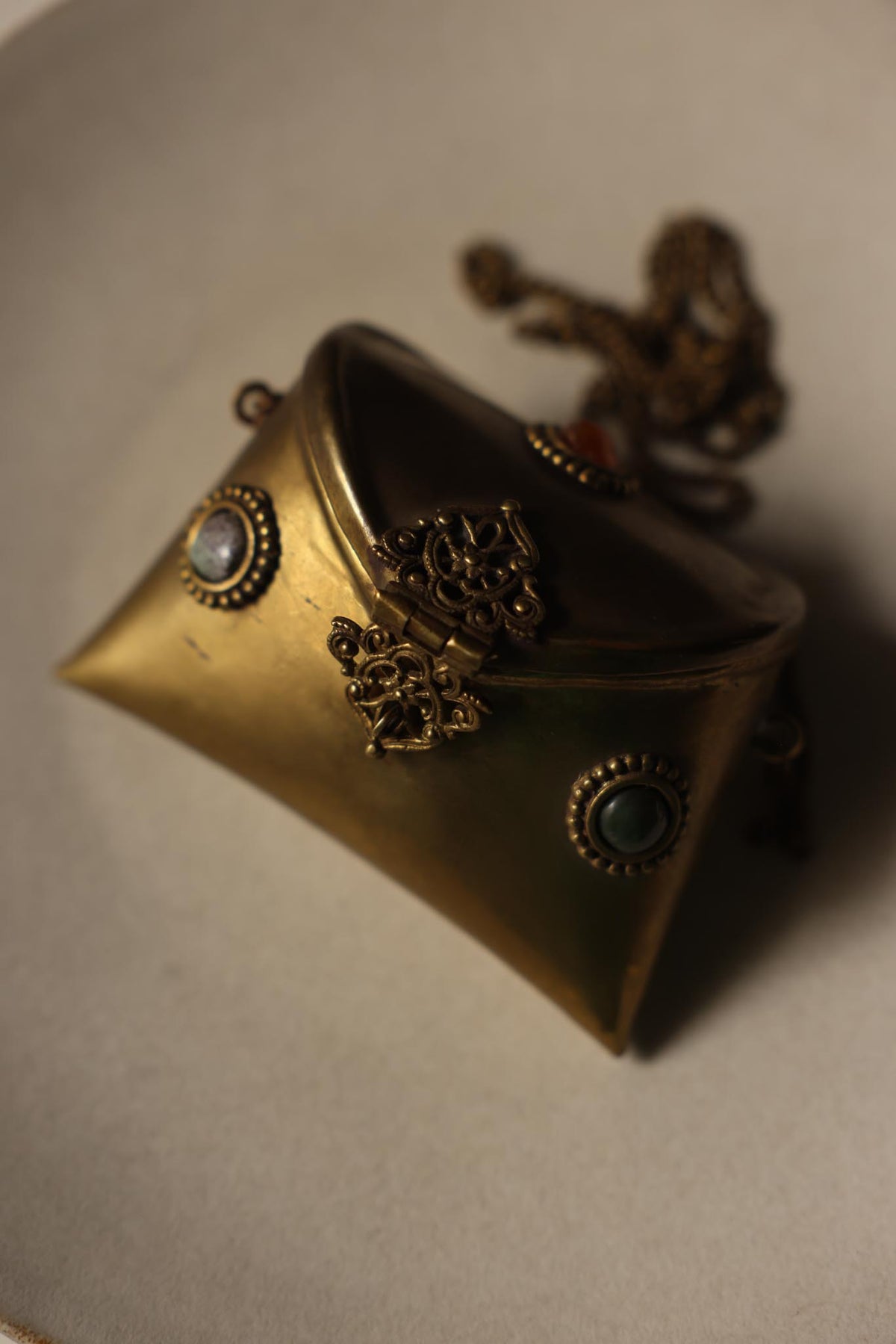 1920s Art Deco Brass Pillow Purse -
