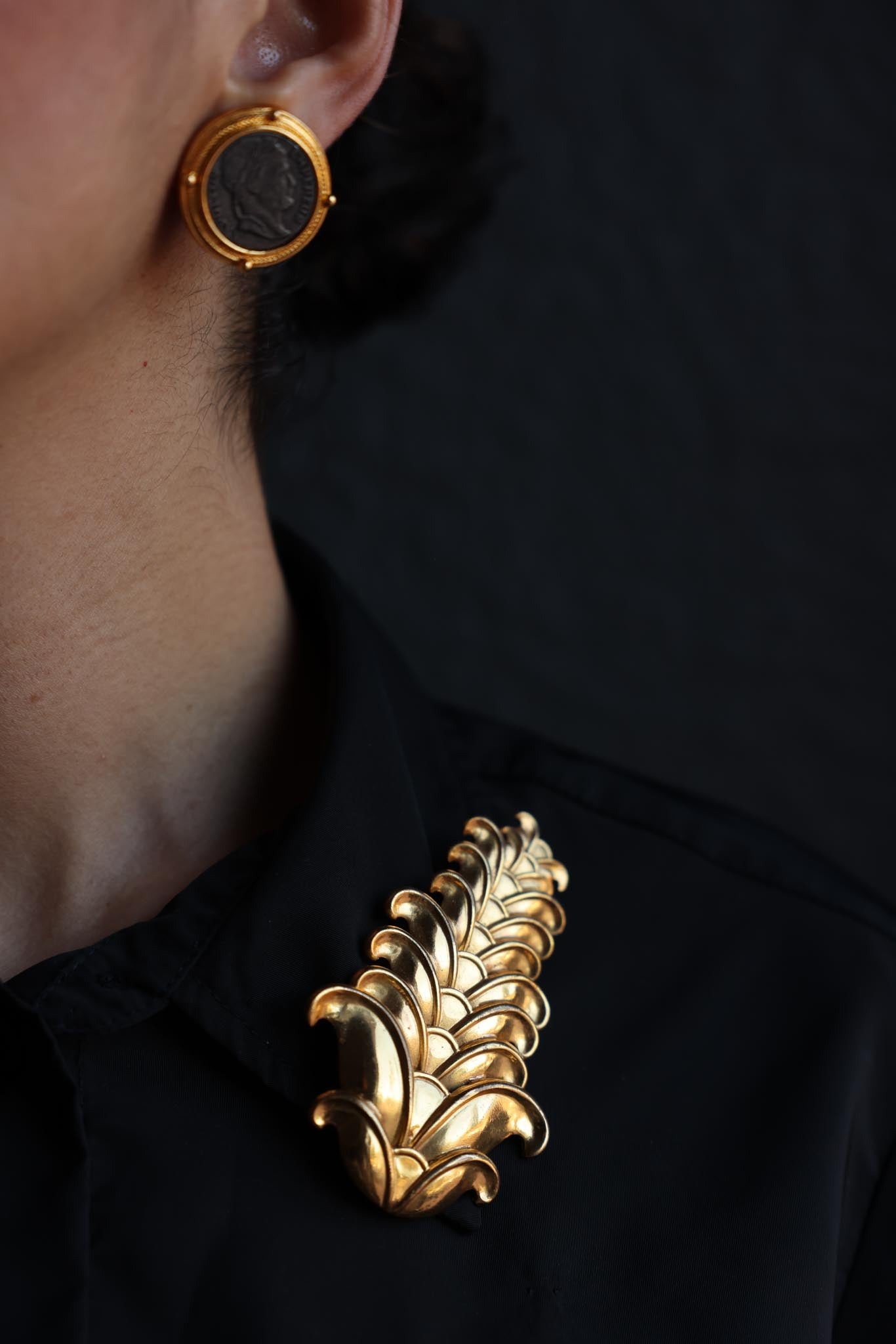 Carolee Napoleon Coin Clip-On Earrings&nbsp;|Vintage Baazaar 