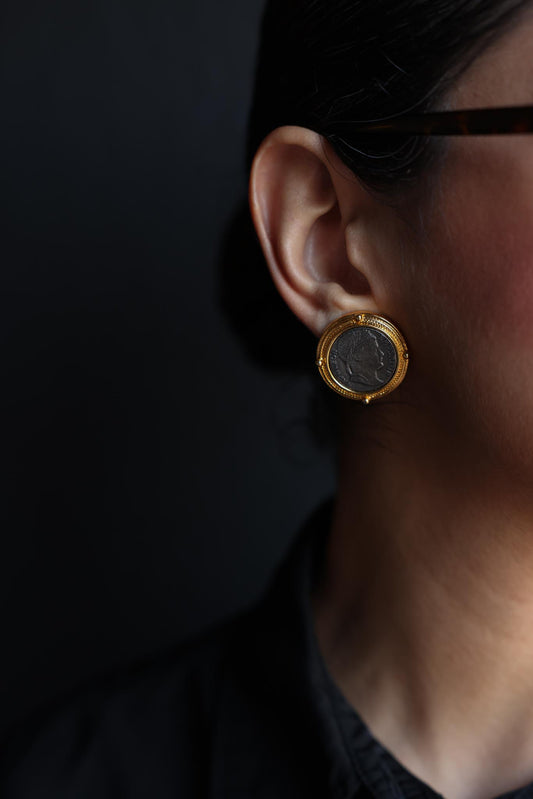 Carolee Napoleon Coin Clip-On Earrings&nbsp;|Vintage Baazaar 