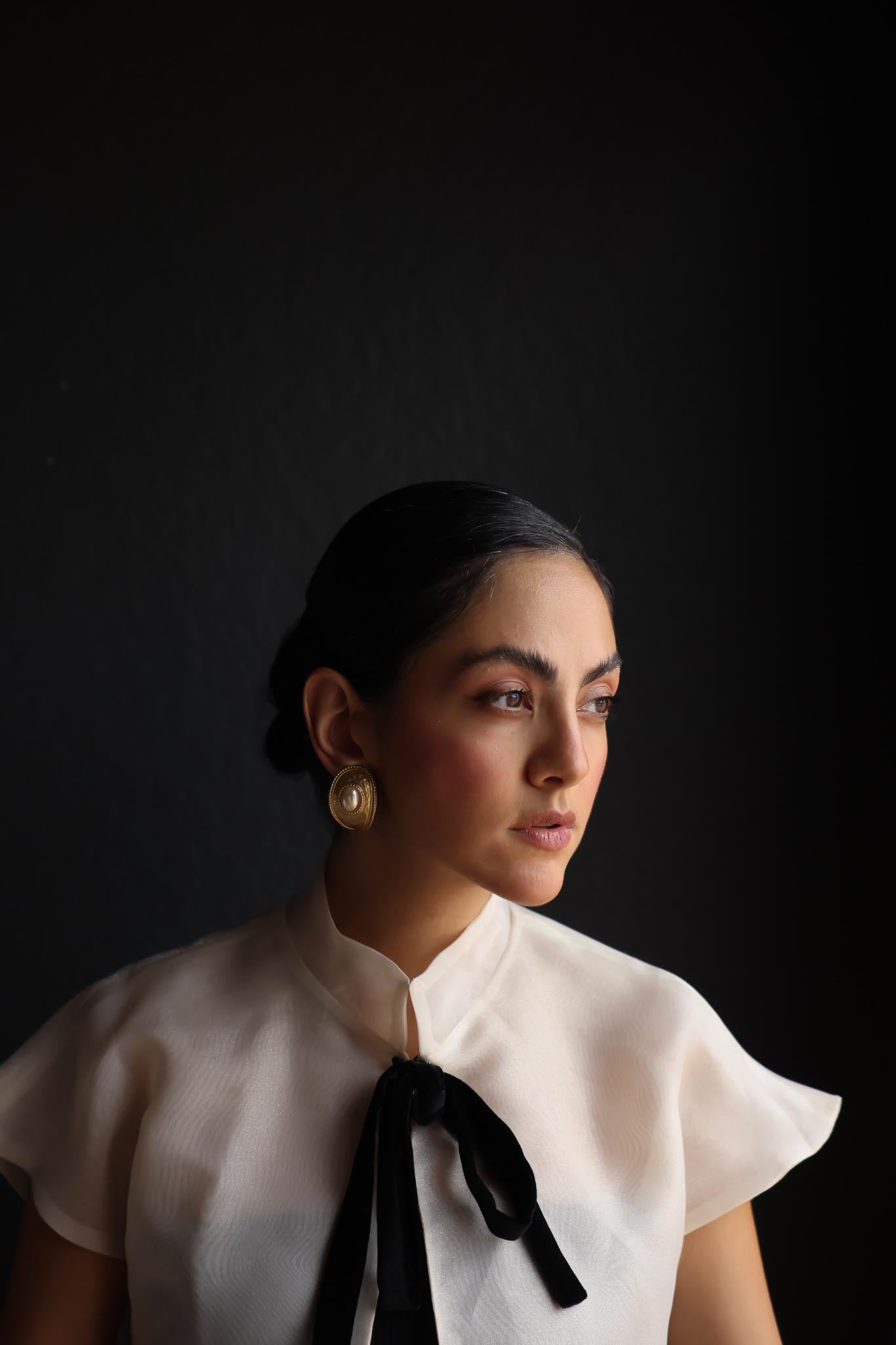 Matte Gold Embossed Clip-On Earrings with Faux Pearls|Vintage Baazaar 