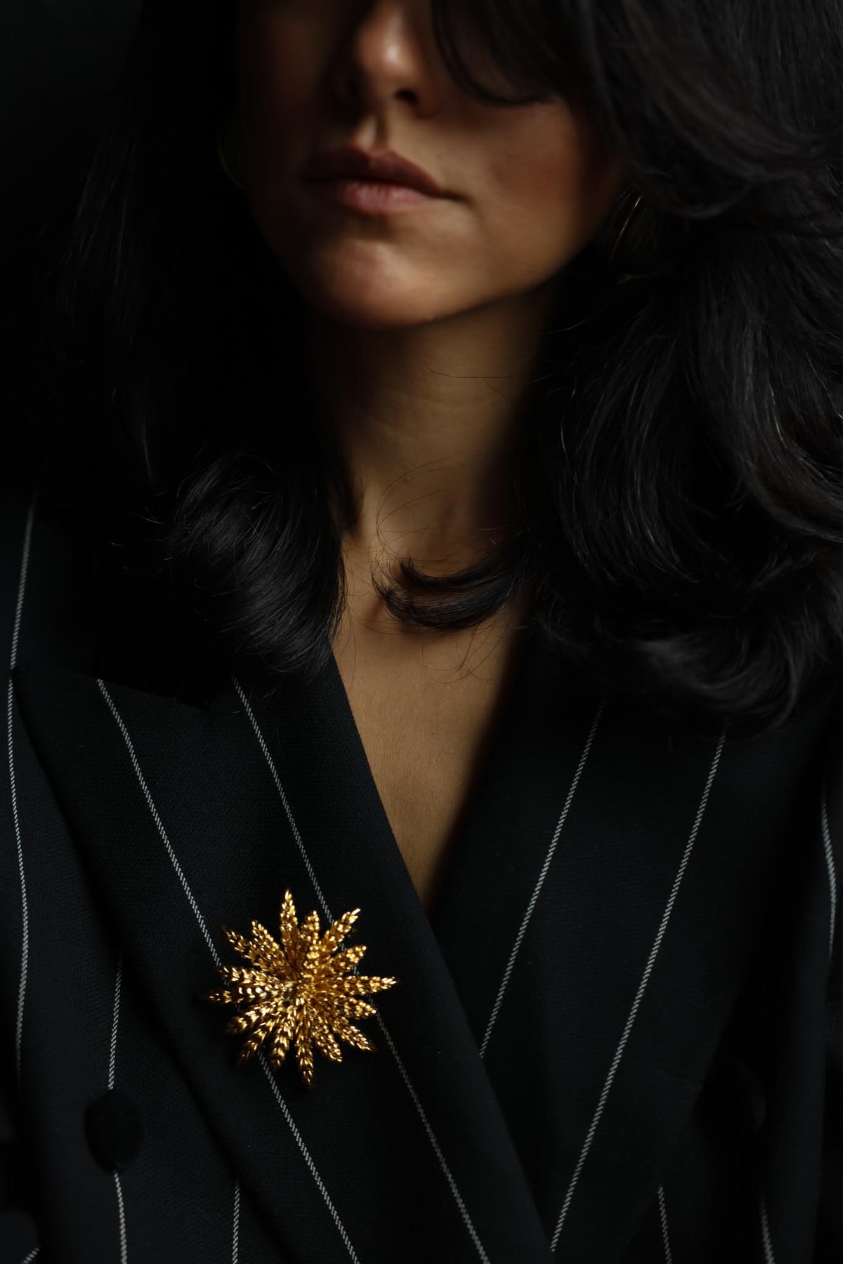 Gold Tone Wheat Sunburst Brooch / Pendant