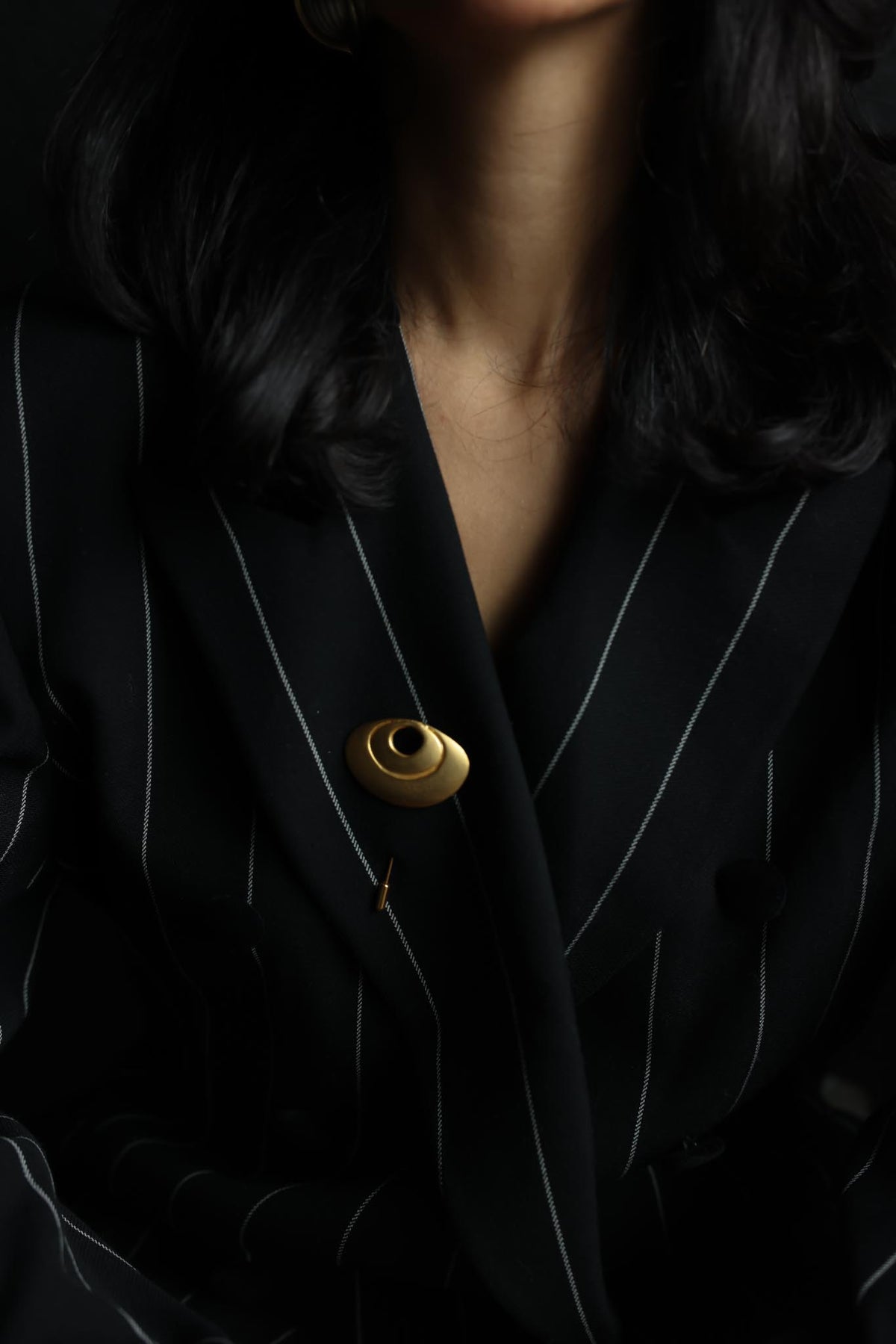 Matte Gold Tone Oval Stick Pin
