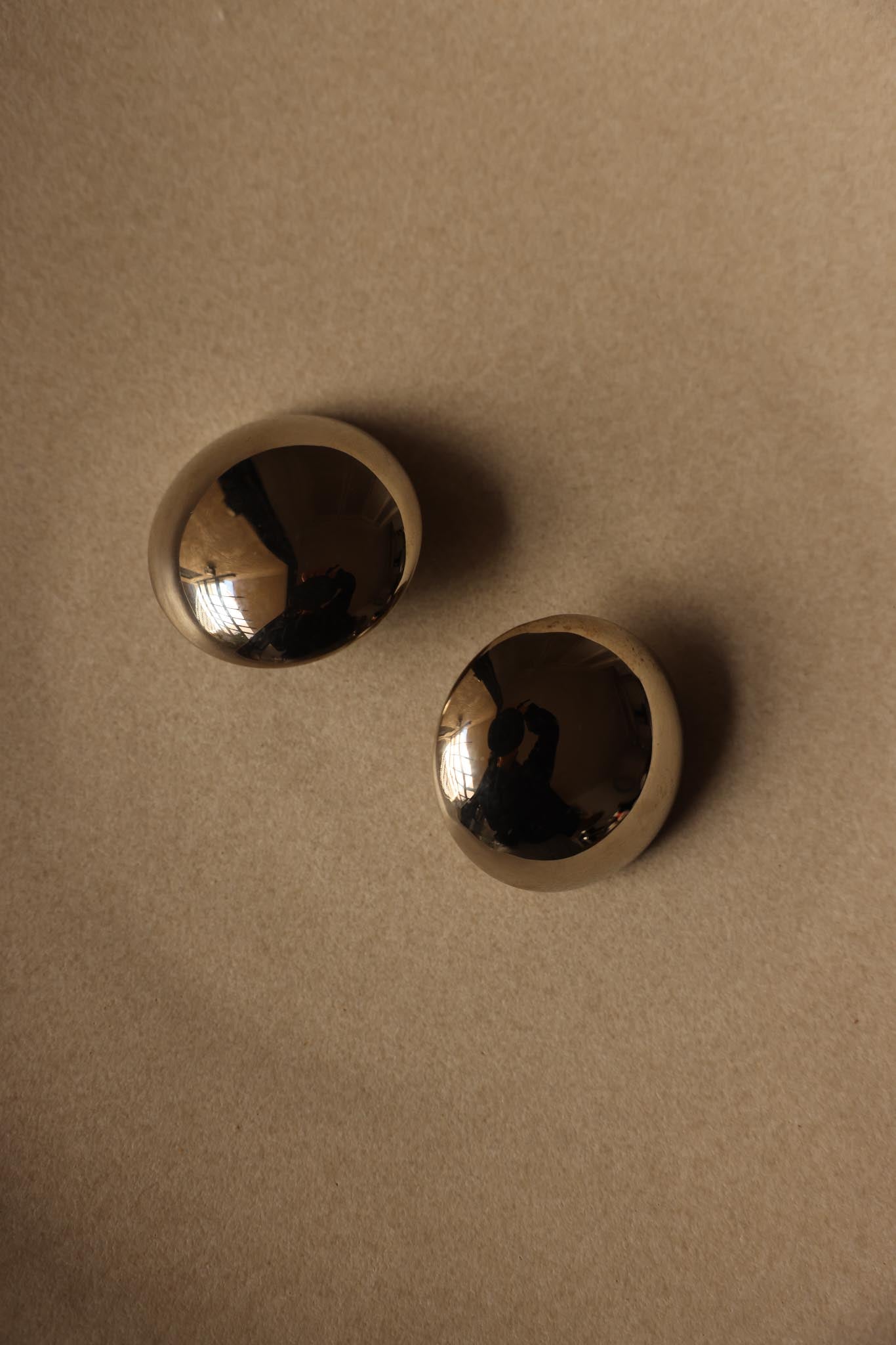 Silver-Tone Domed Clip-On Earrings (1980s)|Vintage Baazaar 