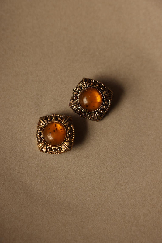 Clip-On Earrings Amber Glow|Vintage Baazaar 