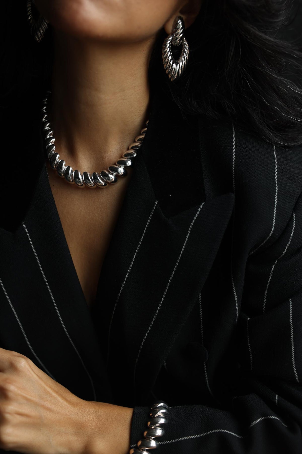 Napier Silver Tone Oval Link Necklace & Bracelet Set
