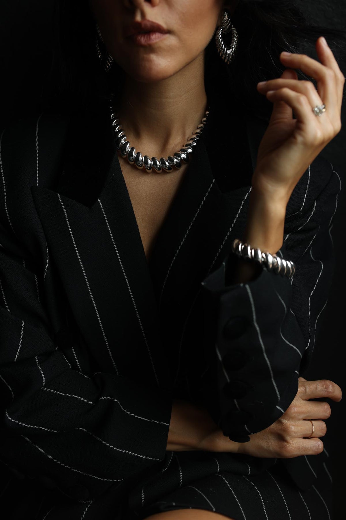 Napier Silver Tone Oval Link Necklace & Bracelet Set
