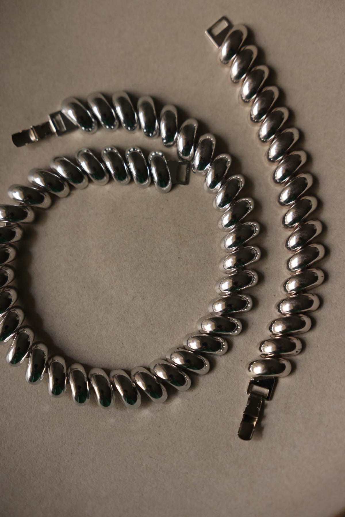 Napier Silver Tone Oval Link Necklace & Bracelet Set