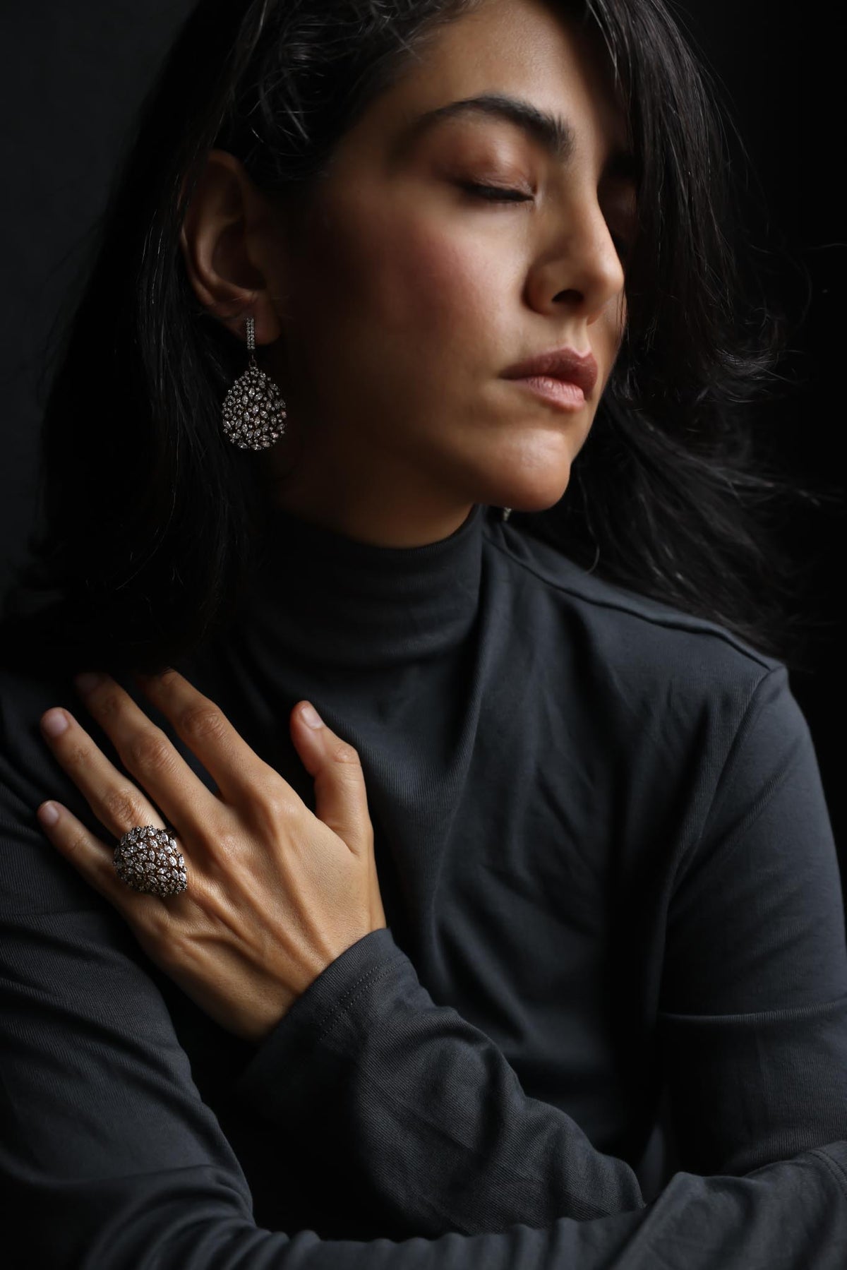 Sterling Silver Teardrop Ring & Earring Set