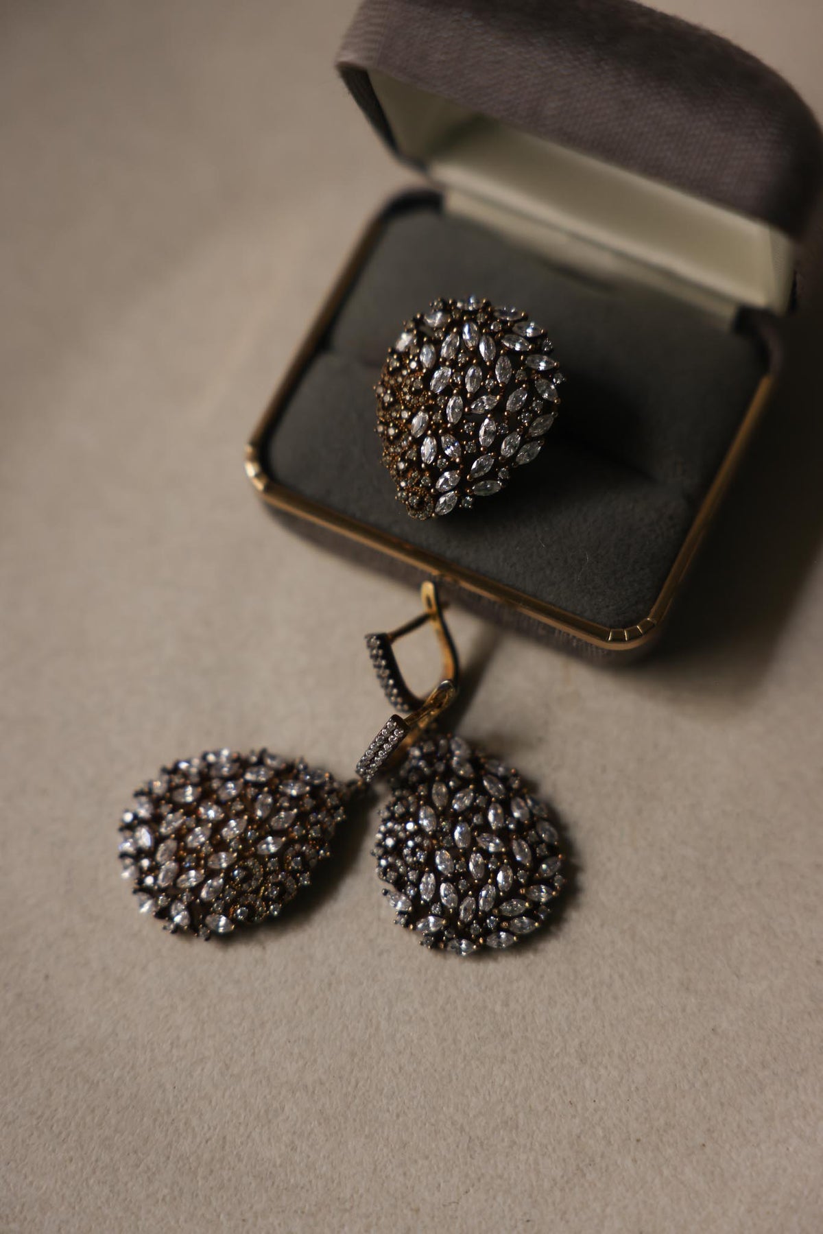 Sterling Silver Teardrop Ring & Earring Set