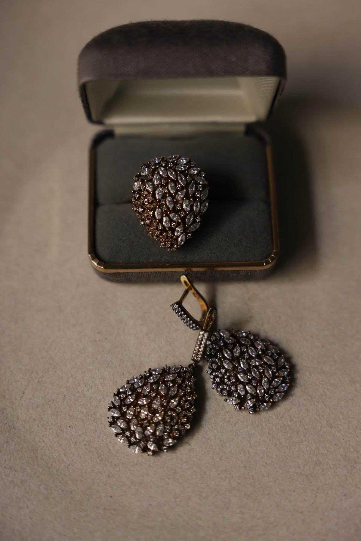 Sterling Silver Teardrop Ring & Earring Set